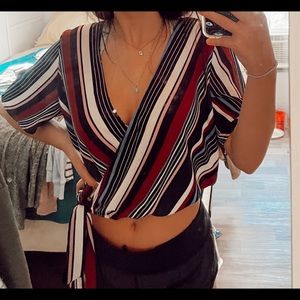 Striped Fancy Wrap Top